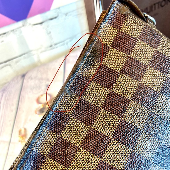 Louis Vuitton Damier Ebene cosmetic Trousse pouch Crossbody bag charm keychain - Picture 15 of 16